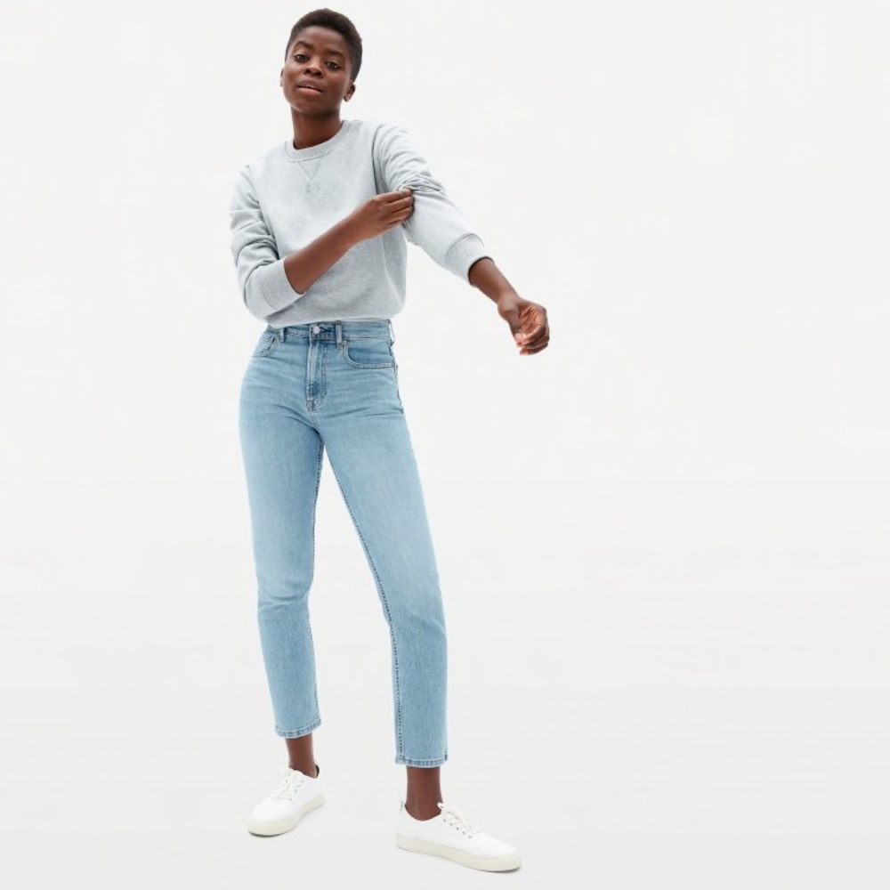 Everlane High Rise Straight Jean in Light Blue was